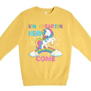 Unicorn Kindergarten Here I Come School Kindergarten Girl Premium Crewneck Sweatshirt