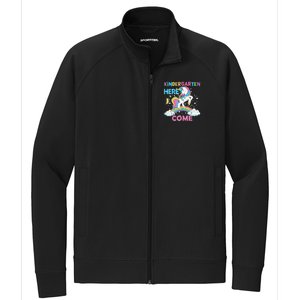 Unicorn Kindergarten Here I Come School Kindergarten Girl Stretch Full-Zip Cadet Jacket