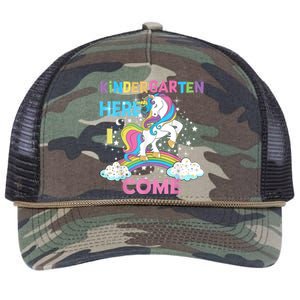 Unicorn Kindergarten Here I Come School Kindergarten Girl Retro Rope Trucker Hat Cap