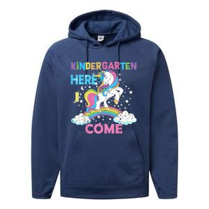 Unicorn Kindergarten Here I Come School Kindergarten Girl Performance Fleece Hoodie