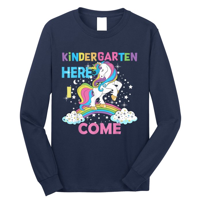 Unicorn Kindergarten Here I Come School Kindergarten Girl Long Sleeve Shirt