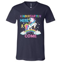 Unicorn Kindergarten Here I Come School Kindergarten Girl V-Neck T-Shirt