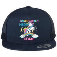 Unicorn Kindergarten Here I Come School Kindergarten Girl Flat Bill Trucker Hat