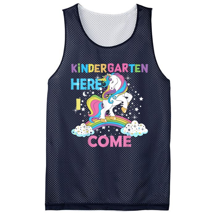 Unicorn Kindergarten Here I Come School Kindergarten Girl Mesh Reversible Basketball Jersey Tank