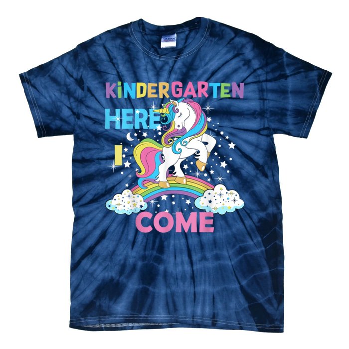 Unicorn Kindergarten Here I Come School Kindergarten Girl Tie-Dye T-Shirt