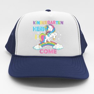 Unicorn Kindergarten Here I Come School Kindergarten Girl Trucker Hat