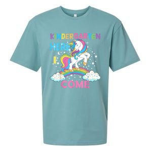 Unicorn Kindergarten Here I Come School Kindergarten Girl Sueded Cloud Jersey T-Shirt