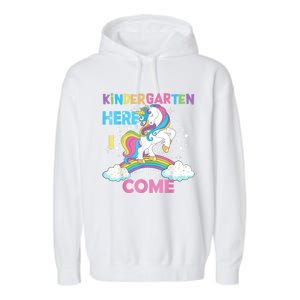 Unicorn Kindergarten Here I Come School Kindergarten Girl Garment-Dyed Fleece Hoodie