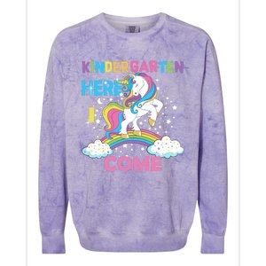 Unicorn Kindergarten Here I come School Kindergarten Girl Colorblast Crewneck Sweatshirt