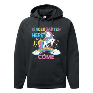 Unicorn Kindergarten Here I come School Kindergarten Girl Performance Fleece Hoodie