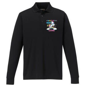 Unicorn Kindergarten Here I come School Kindergarten Girl Performance Long Sleeve Polo