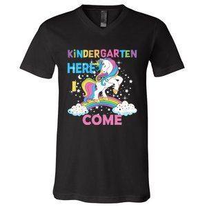 Unicorn Kindergarten Here I come School Kindergarten Girl V-Neck T-Shirt