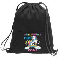 Unicorn Kindergarten Here I come School Kindergarten Girl Sweatshirt Cinch Pack Bag