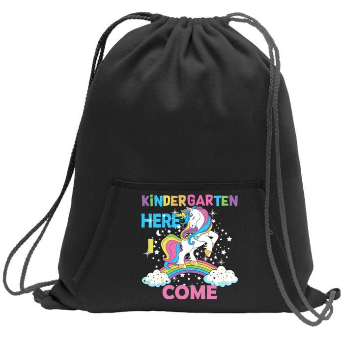 Unicorn Kindergarten Here I come School Kindergarten Girl Sweatshirt Cinch Pack Bag