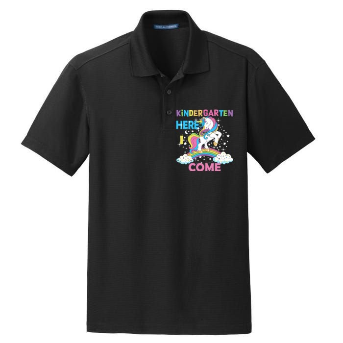 Unicorn Kindergarten Here I come School Kindergarten Girl Dry Zone Grid Polo