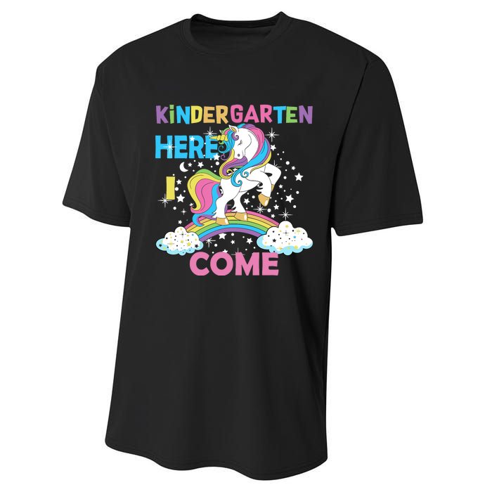 Unicorn Kindergarten Here I come School Kindergarten Girl Performance Sprint T-Shirt