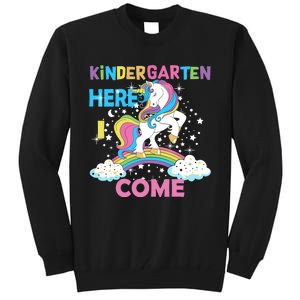 Unicorn Kindergarten Here I come School Kindergarten Girl Tall Sweatshirt