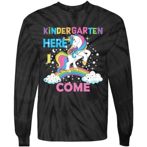 Unicorn Kindergarten Here I come School Kindergarten Girl Tie-Dye Long Sleeve Shirt