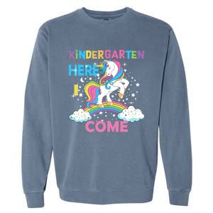 Unicorn Kindergarten Here I come School Kindergarten Girl Garment-Dyed Sweatshirt