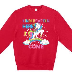 Unicorn Kindergarten Here I come School Kindergarten Girl Premium Crewneck Sweatshirt