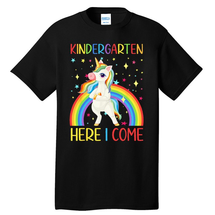 Unicorn Kindergarten Here I Come School Girl Back To School Tall T-Shirt