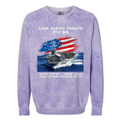 USS Kitty Hawk CV 63 Aircraft Carrier Veteran USA Flag Xmas Colorblast Crewneck Sweatshirt