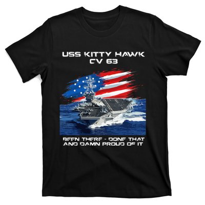 USS Kitty Hawk CV 63 Aircraft Carrier Veteran USA Flag Xmas T-Shirt