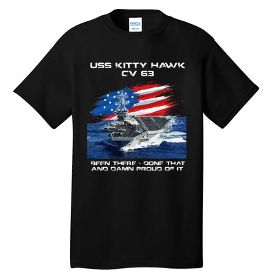 USS Kitty Hawk CV 63 Aircraft Carrier Veteran USA Flag Xmas Tall T-Shirt