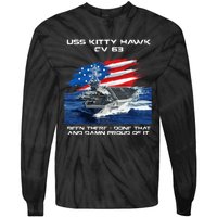 USS Kitty Hawk CV 63 Aircraft Carrier Veteran USA Flag Xmas Tie-Dye Long Sleeve Shirt