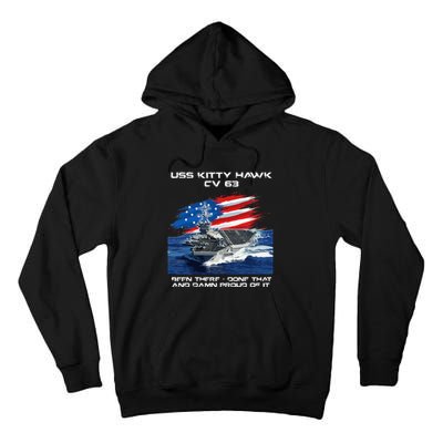 USS Kitty Hawk CV 63 Aircraft Carrier Veteran USA Flag Xmas Tall Hoodie