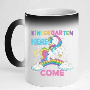 Unicorn Kindergarten Here I Come School Kindergarten 11oz Black Color Changing Mug