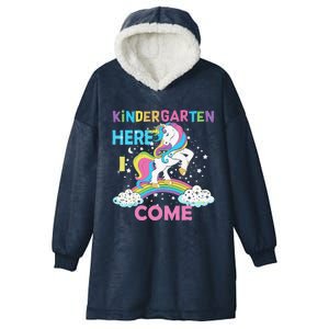 Unicorn Kindergarten Here I Come School Kindergarten Hooded Wearable Blanket