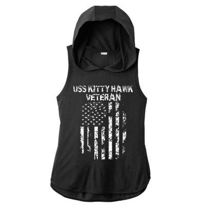 Uss Kitty Hawk Veteran Ladies PosiCharge Tri-Blend Wicking Draft Hoodie Tank