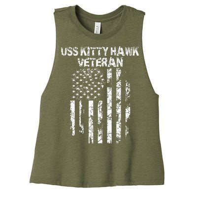 Uss Kitty Hawk Veteran Women's Racerback Cropped Tank