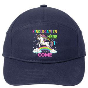 Unicorn Kindergarten Here I Come School Kindergarten Girl 7-Panel Snapback Hat