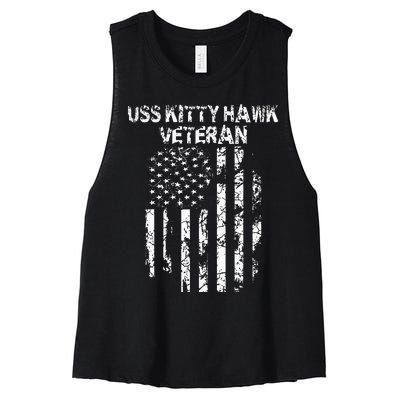 Uss Kitty Hawk Veteran Women's Racerback Cropped Tank