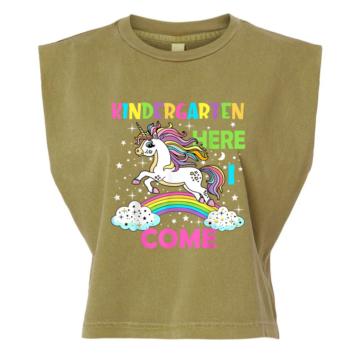 Unicorn Kindergarten Here I Come School Kindergarten Girl Garment-Dyed Women's Muscle Tee