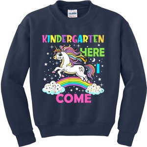 Unicorn Kindergarten Here I Come School Kindergarten Girl Kids Sweatshirt