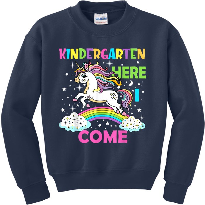 Unicorn Kindergarten Here I Come School Kindergarten Girl Kids Sweatshirt