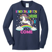 Unicorn Kindergarten Here I Come School Kindergarten Girl Kids Long Sleeve Shirt