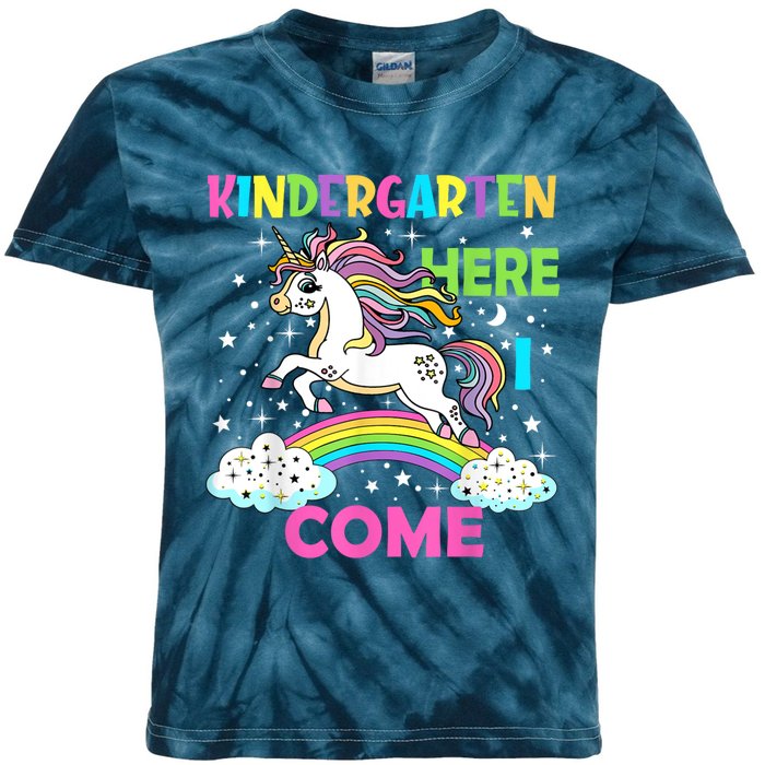 Unicorn Kindergarten Here I Come School Kindergarten Girl Kids Tie-Dye T-Shirt