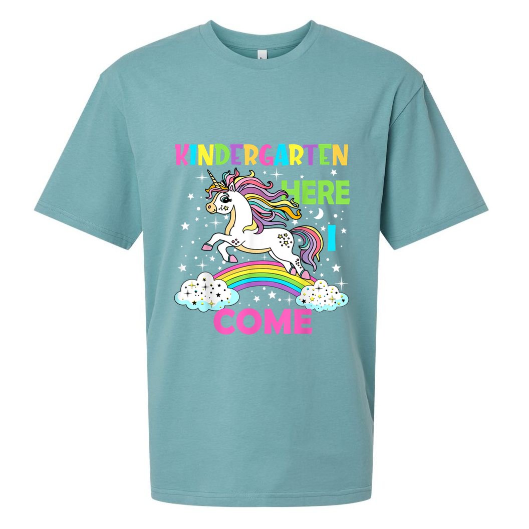 Unicorn Kindergarten Here I Come School Kindergarten Girl Sueded Cloud Jersey T-Shirt