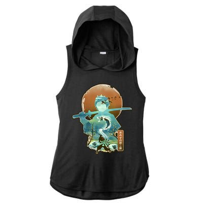 Ukiyo Breath Of Water Samurai Ladies PosiCharge Tri-Blend Wicking Draft Hoodie Tank