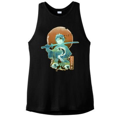 Ukiyo Breath Of Water Samurai Ladies PosiCharge Tri-Blend Wicking Tank