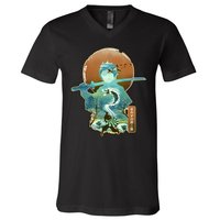 Ukiyo Breath Of Water Samurai V-Neck T-Shirt