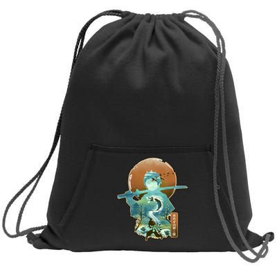 Ukiyo Breath Of Water Samurai Sweatshirt Cinch Pack Bag