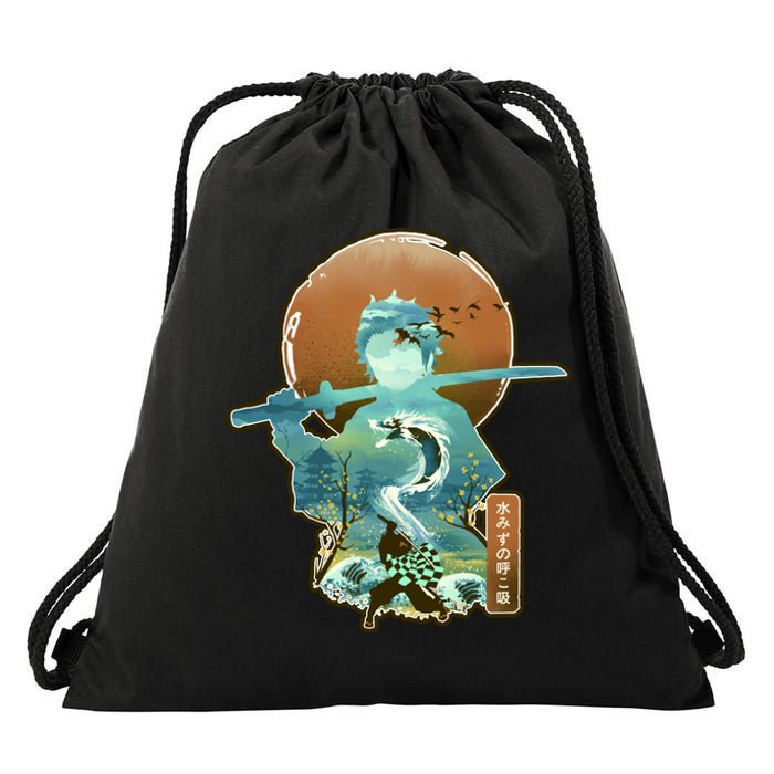 Ukiyo Breath Of Water Samurai Drawstring Bag