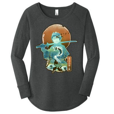 Ukiyo Breath Of Water Samurai Women's Perfect Tri Tunic Long Sleeve Shirt