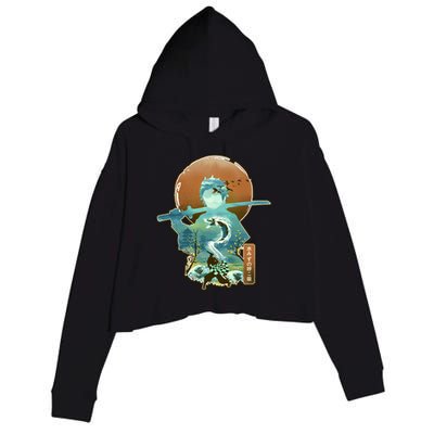 Ukiyo Breath Of Water Samurai Crop Fleece Hoodie