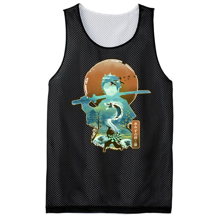 Ukiyo Breath Of Water Samurai Mesh Reversible Basketball Jersey Tank